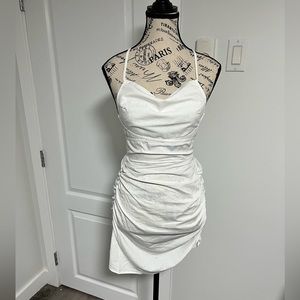 White side ruched dress - S